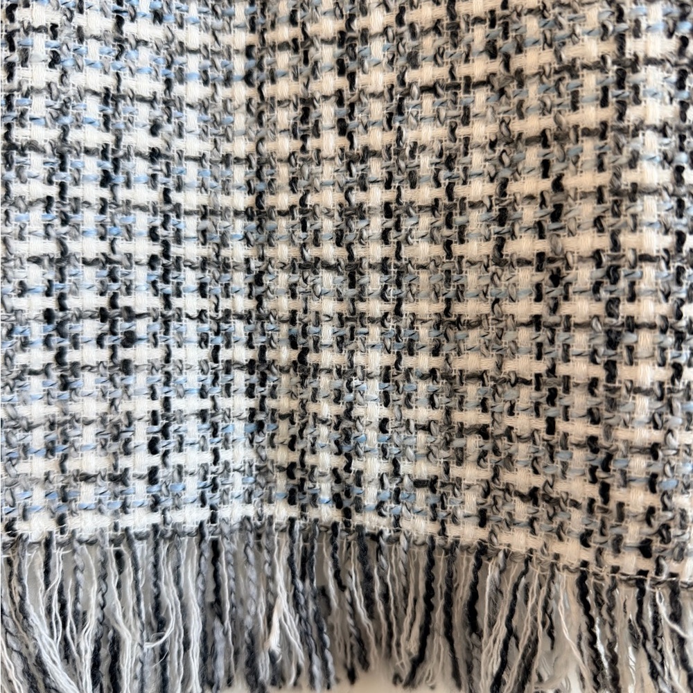 Riley & Rae Black, White and Blue Tweed Mini Skirt with Fringe - Picture 2 of 6